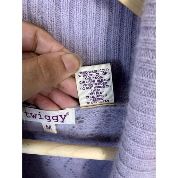 Twiggy Purple Angora Blend Wool Wrap Sweater Size Medium - Picture 8 of 9